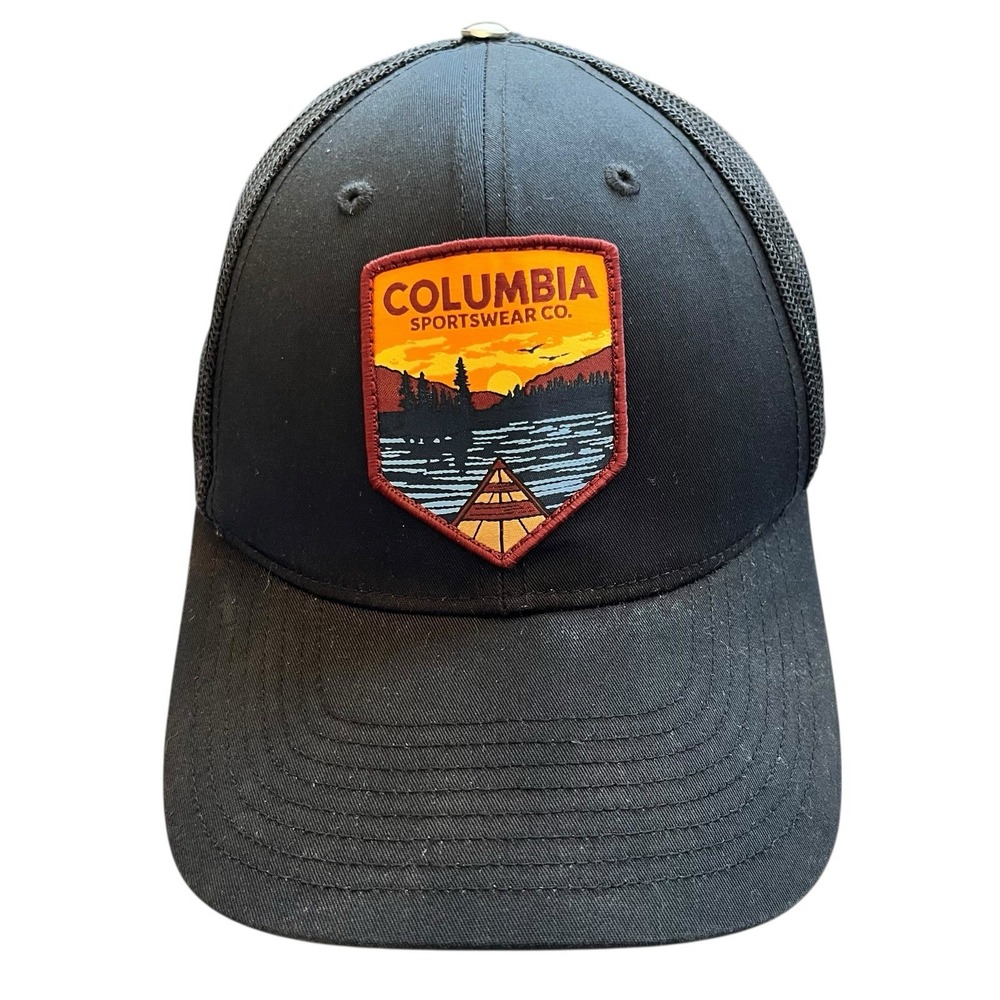 Columbia Spring Grove Trucker Hat Black Mesh Snapback Sportswear Patch